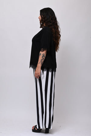 Maglia bordo pizzo - Nero