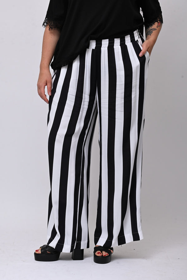 Pantalone maxi riga - Bianco/Nero