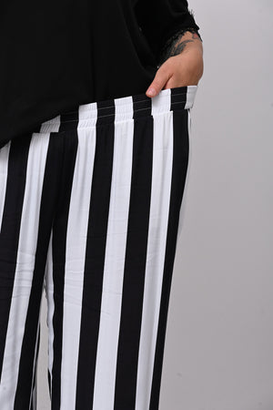 Pantalone maxi riga - Bianco/Nero