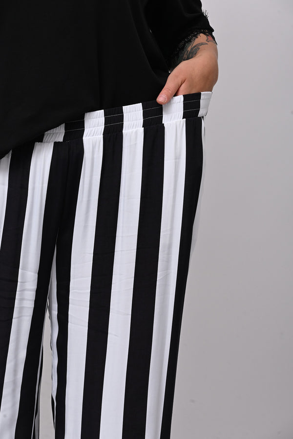 Pantalone maxi riga - Bianco/Nero