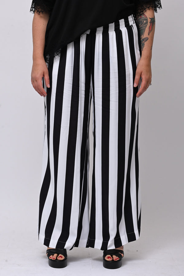 Pantalone maxi riga - Bianco/Nero