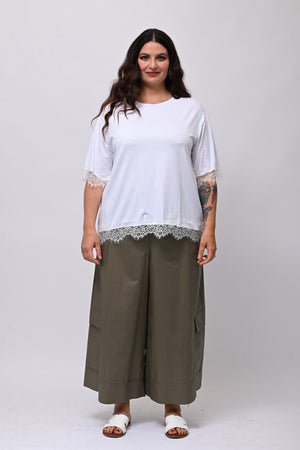 Maglia bordo pizzo - Bianco