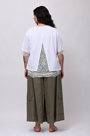 Maglia bordo pizzo - Bianco