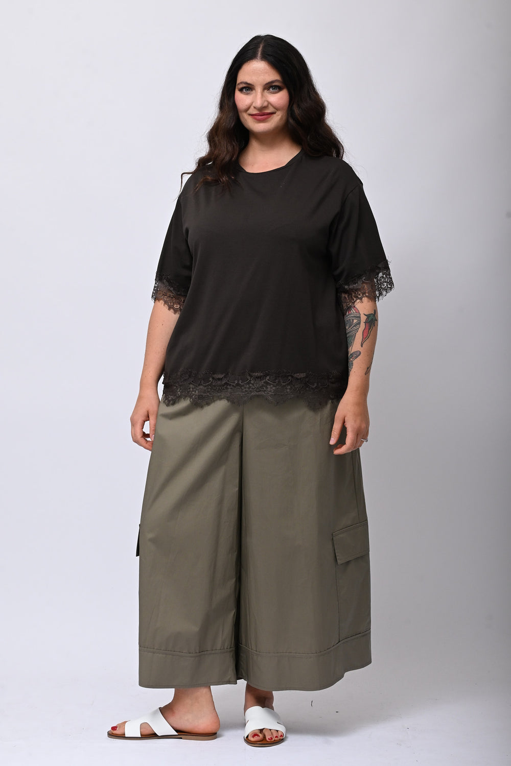 Maglia bordo pizzo - Moro