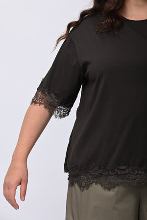 Maglia bordo pizzo - Moro
