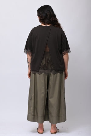 Maglia bordo pizzo - Moro