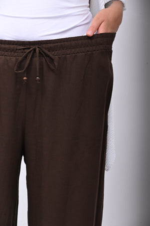 Pantalone fluido laccio - Moro