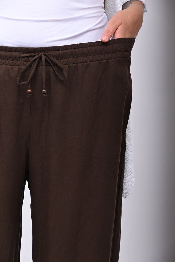 Pantalone fluido laccio - Moro