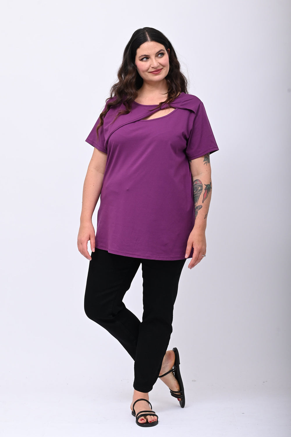Maglia scollo fiocco - Uva