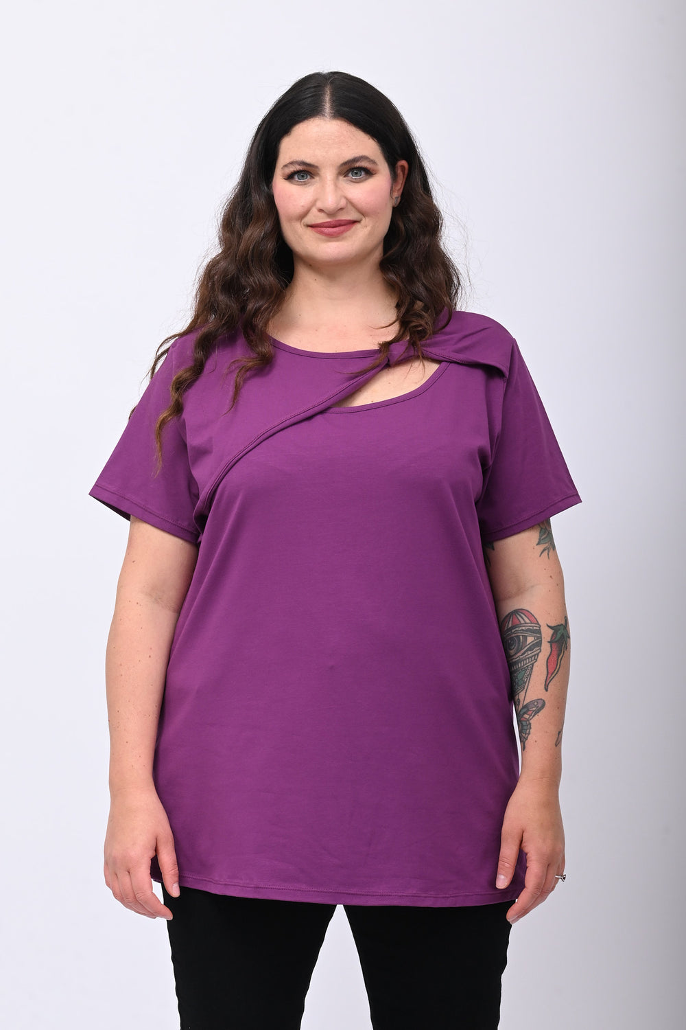 Maglia scollo fiocco - Uva