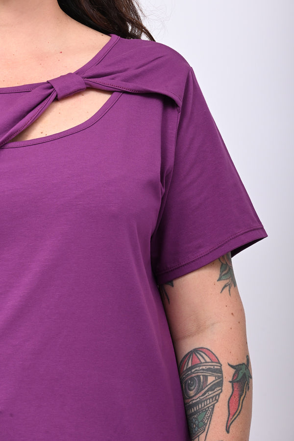Maglia scollo fiocco - Uva