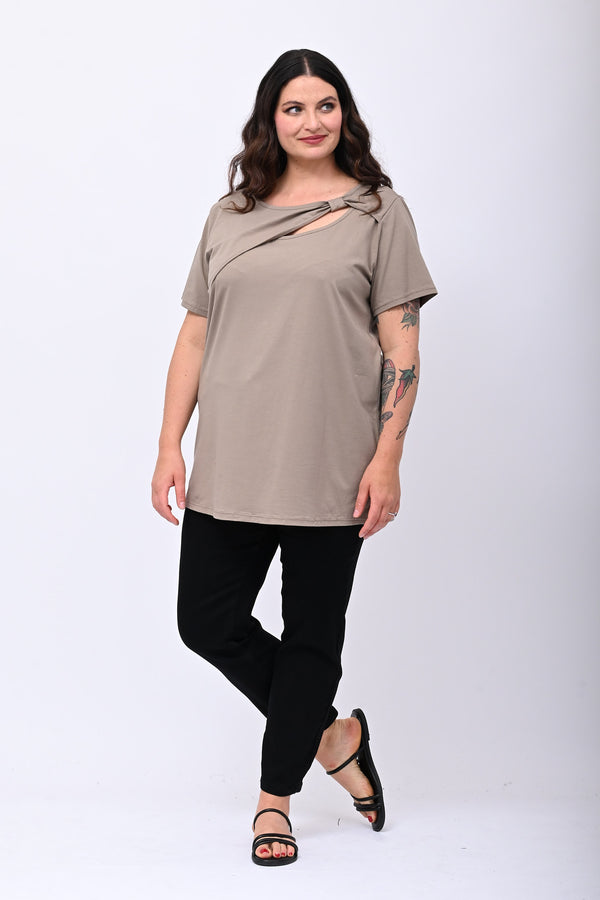Maglia scollo fiocco - Fango