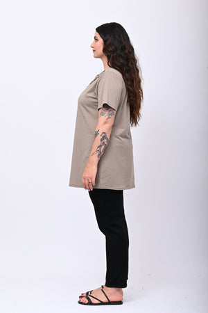 Maglia scollo fiocco - Fango