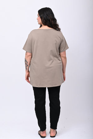 Maglia scollo fiocco - Fango