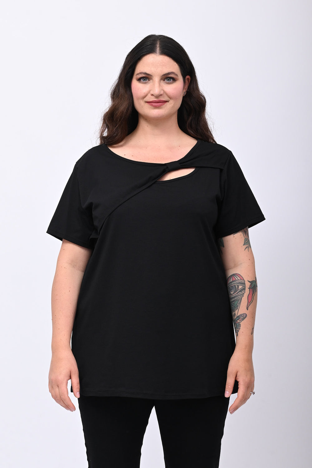 Maglia scollo fiocco - Nero