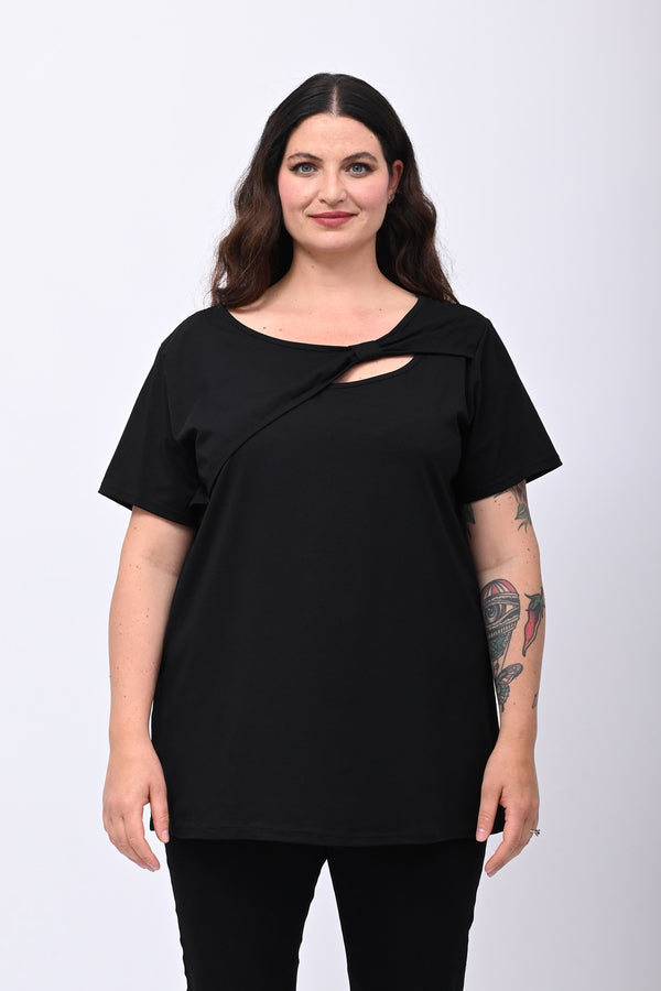 Maglia scollo fiocco - Nero