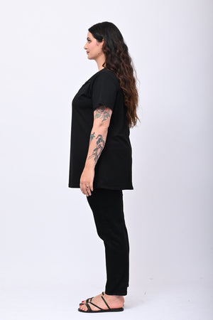 Maglia scollo fiocco - Nero