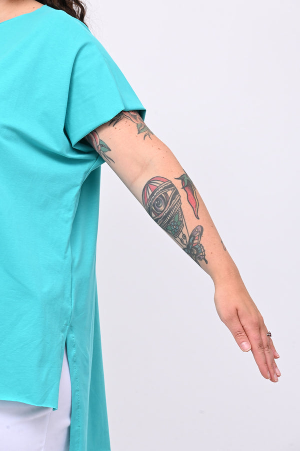 T-shirt over cuciture orlo vivo - Smeraldo