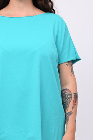 T-shirt over cuciture orlo vivo - Smeraldo