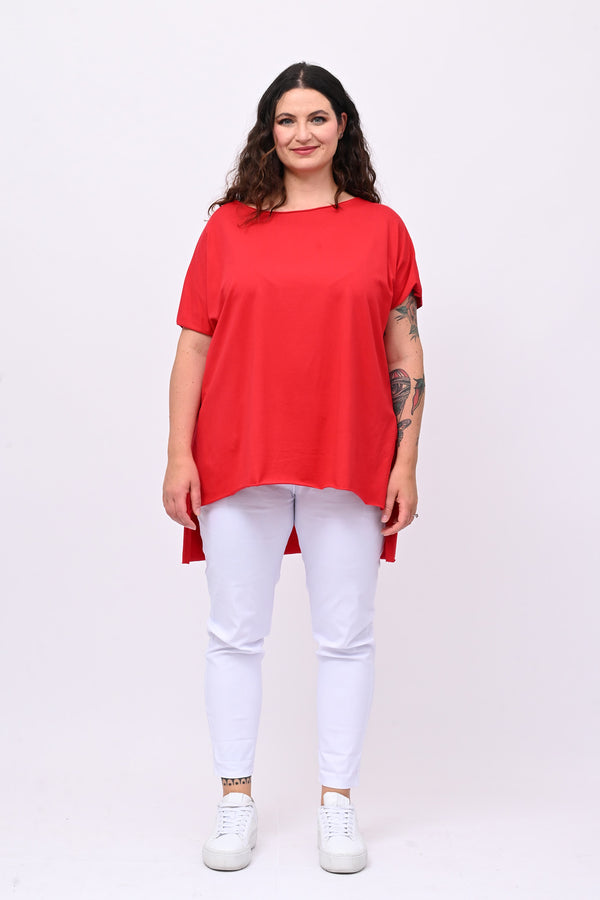 T-shirt over cuciture orlo vivo - Rosso
