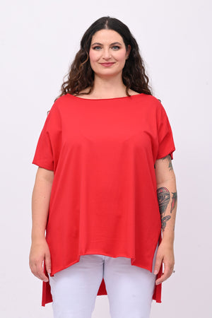 T-shirt over cuciture orlo vivo - Rosso