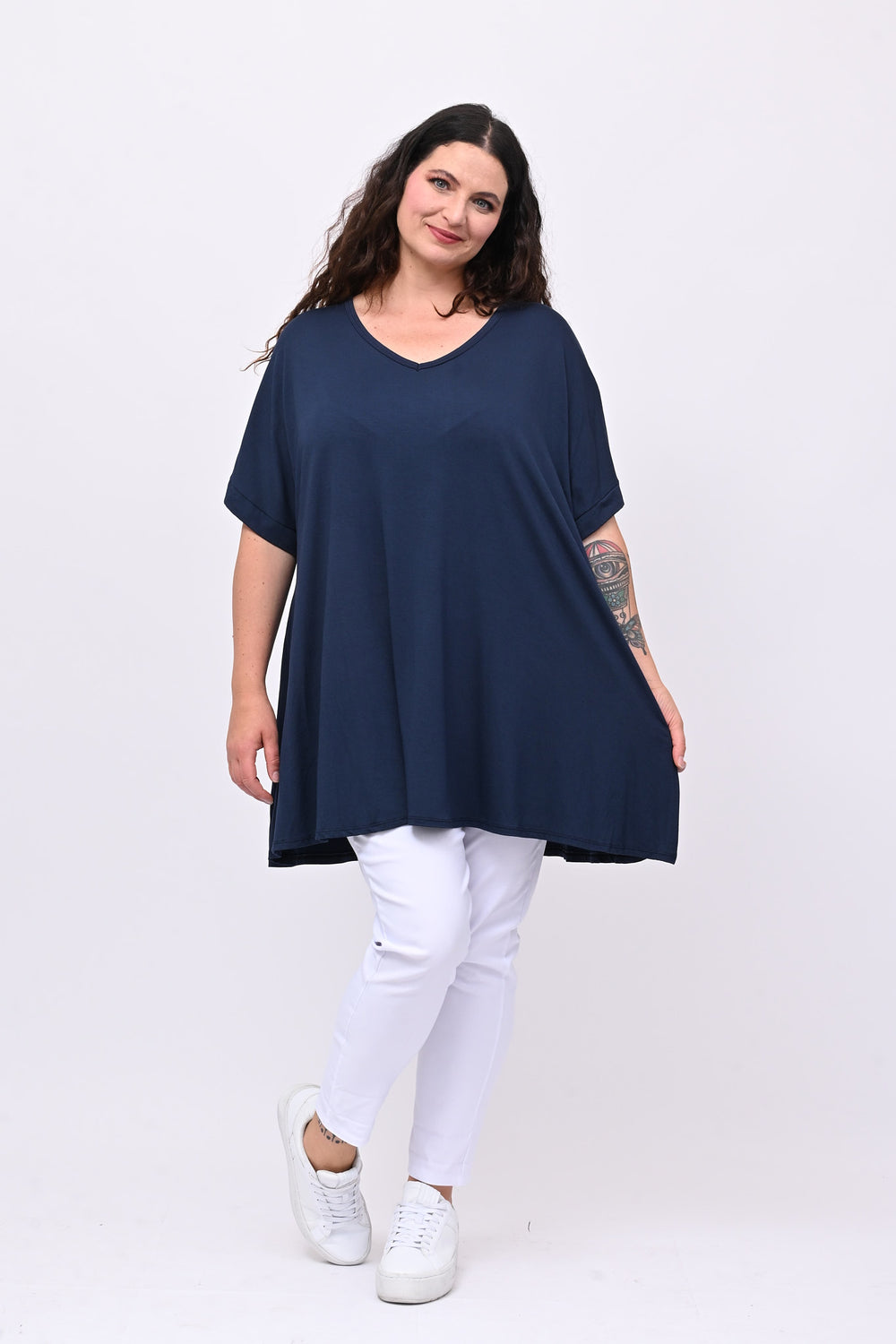 Maglia basica svasata - Blu