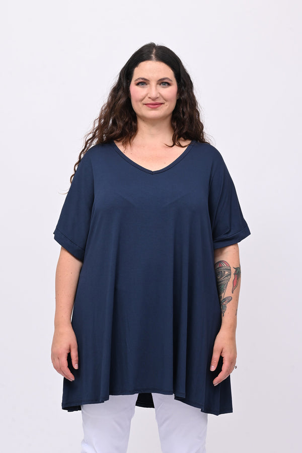 Maglia basica svasata - Blu