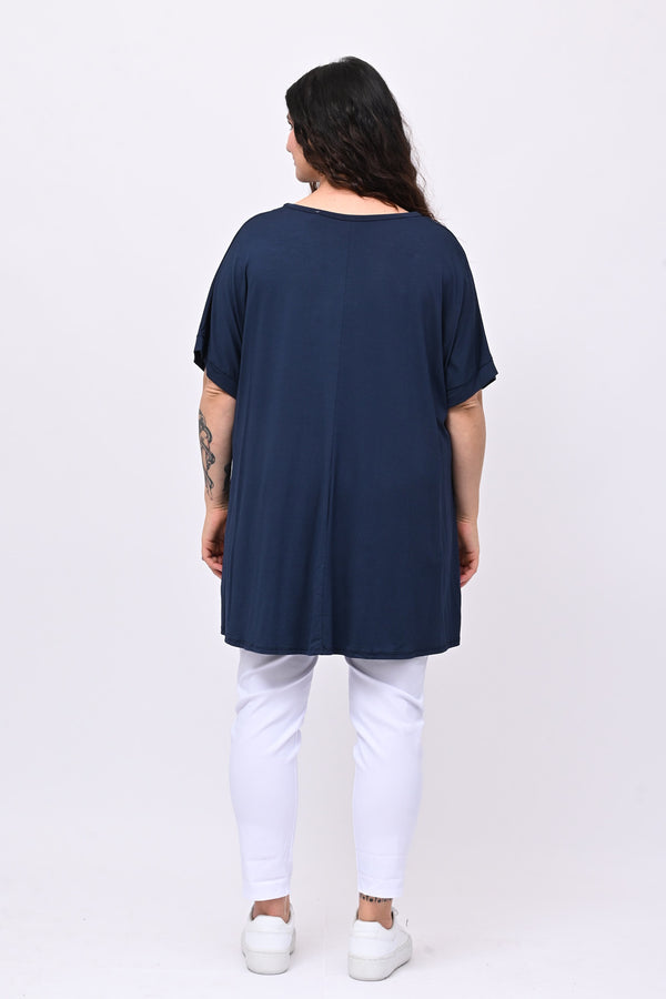 Maglia basica svasata - Blu