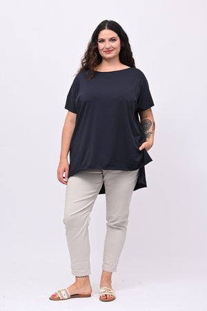 T-shirt over cuciture orlo vivo - Blu
