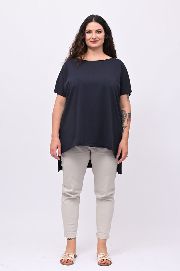 T-shirt over cuciture orlo vivo - Blu