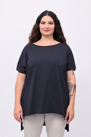 T-shirt over cuciture orlo vivo - Blu