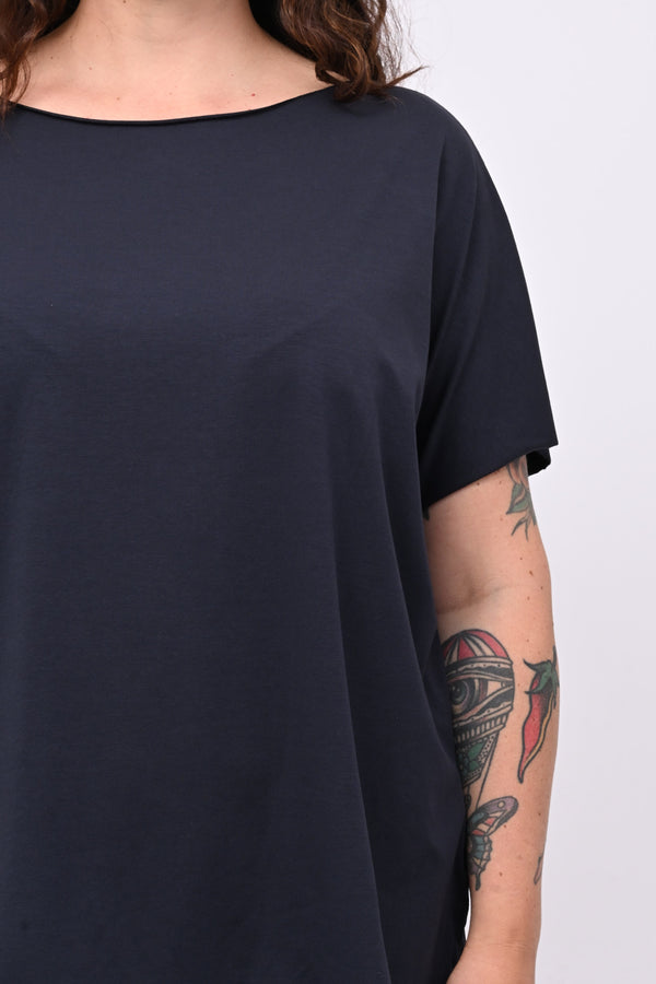 T-shirt over cuciture orlo vivo - Blu