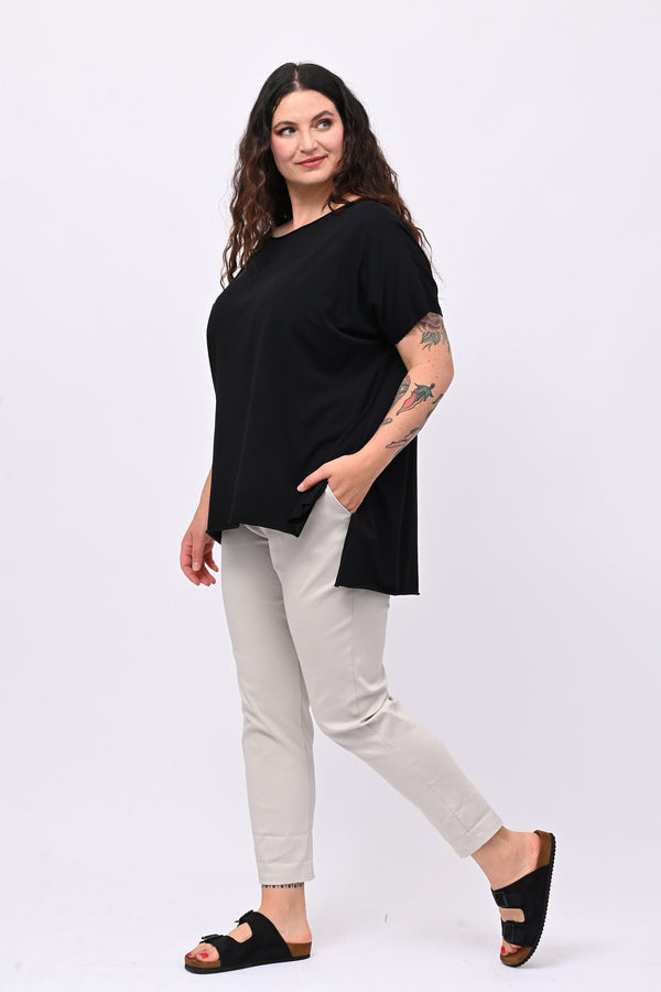 T-shirt over cuciture orlo vivo - Nero