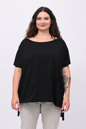 T-shirt over cuciture orlo vivo - Nero