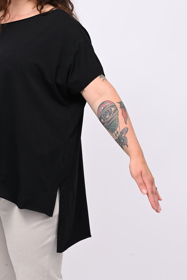 T-shirt over cuciture orlo vivo - Nero