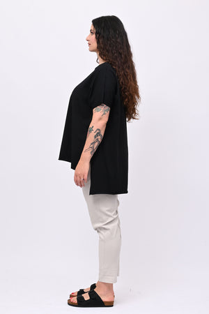 T-shirt over cuciture orlo vivo - Nero