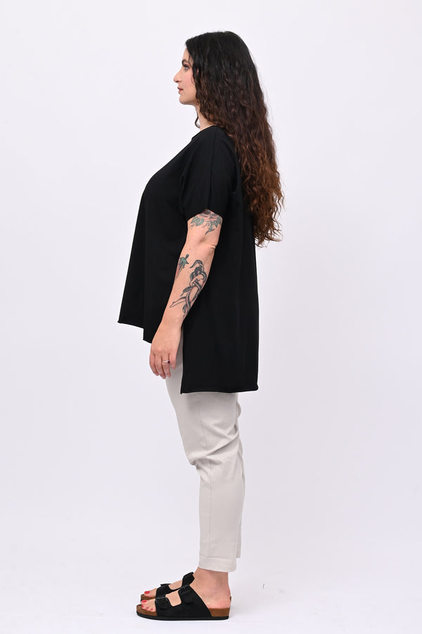 T-shirt over cuciture orlo vivo - Nero