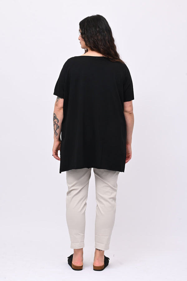 T-shirt over cuciture orlo vivo - Nero