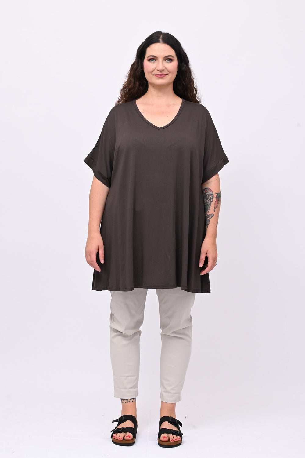 Maglia basica svasata - Moro