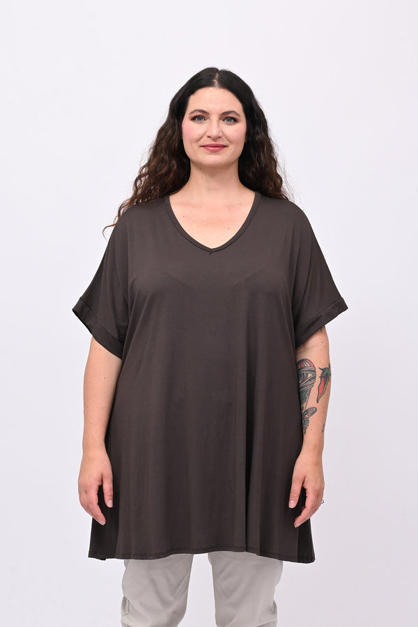 Maglia basica svasata - Moro