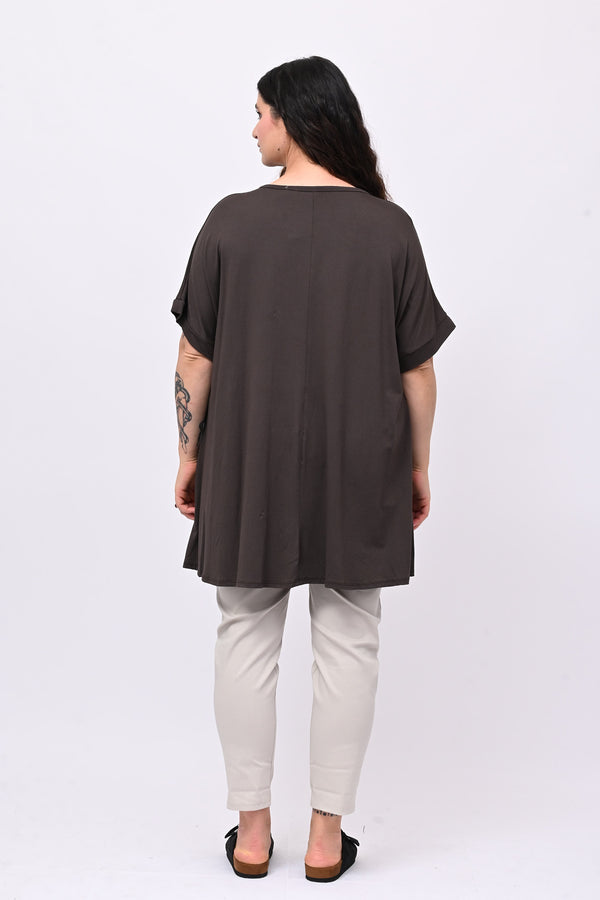 Maglia basica svasata - Moro