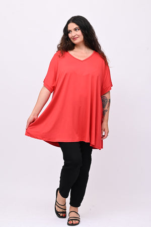Maglia basica svasata - Rosso