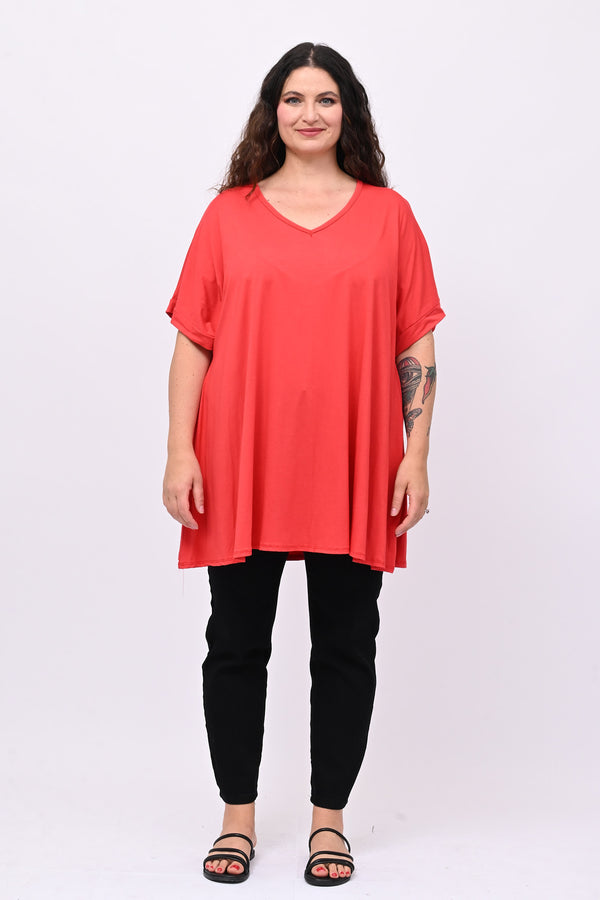 Maglia basica svasata - Rosso
