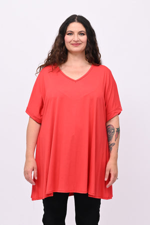 Maglia basica svasata - Rosso
