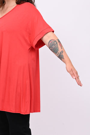 Maglia basica svasata - Rosso