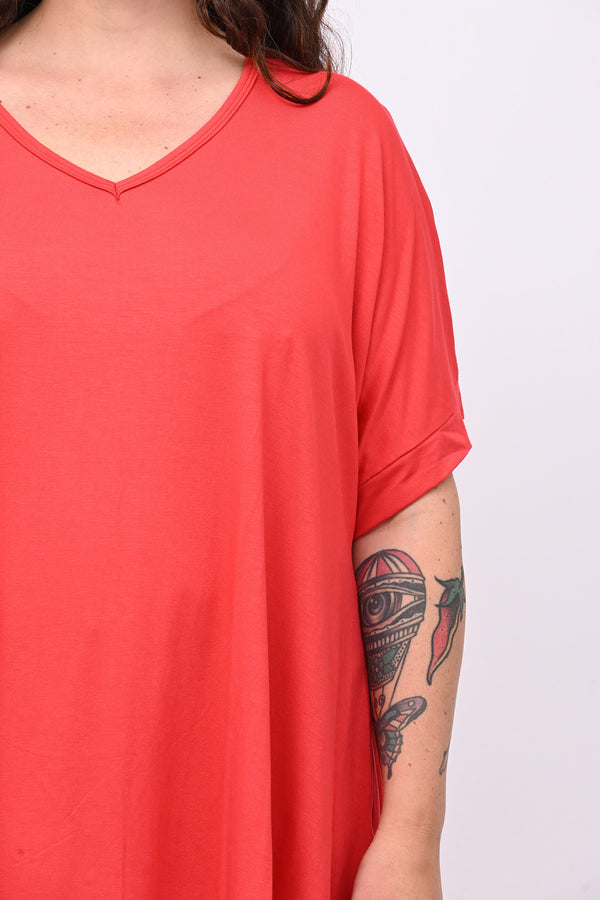 Maglia basica svasata - Rosso