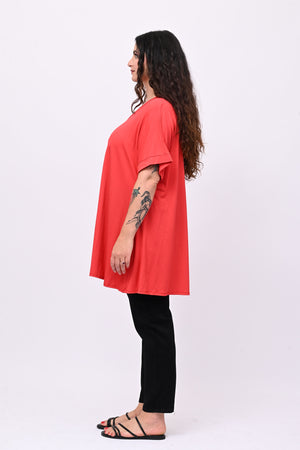 Maglia basica svasata - Rosso
