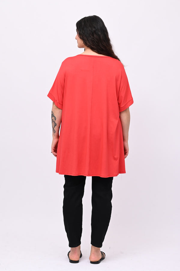Maglia basica svasata - Rosso