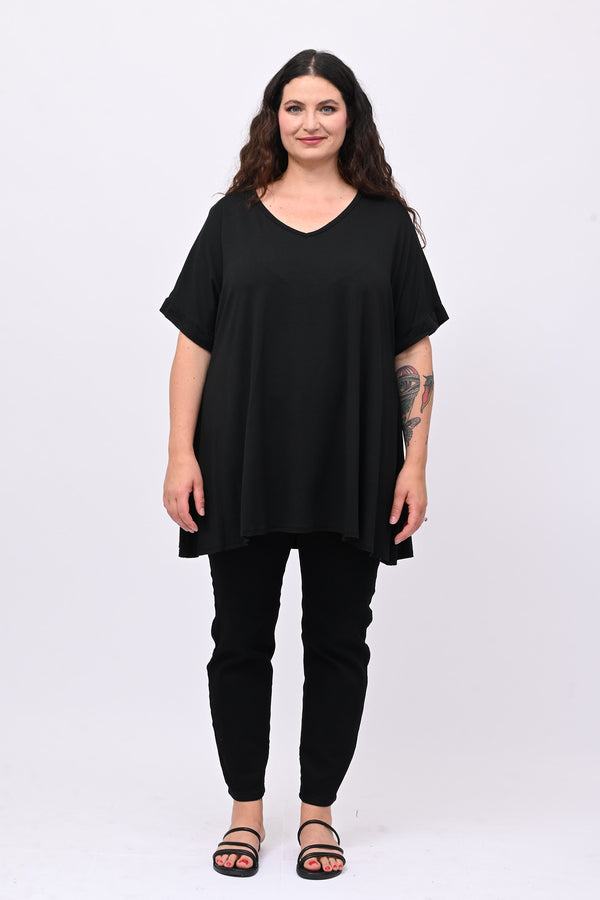 Maglia basica svasata - Nero