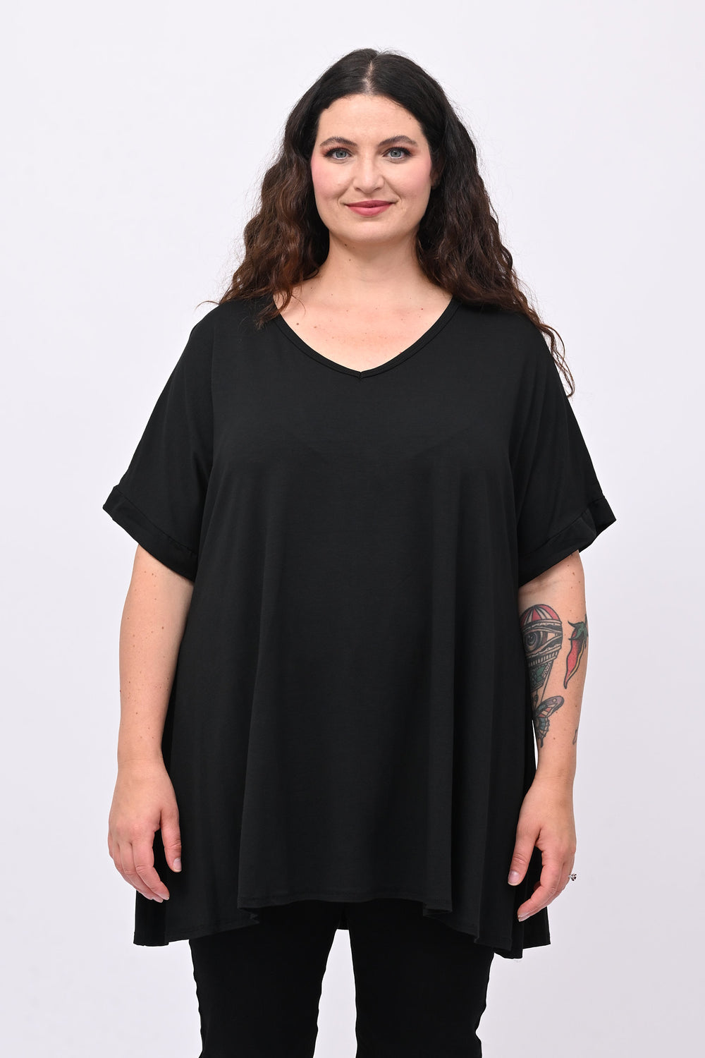 Maglia basica svasata - Nero